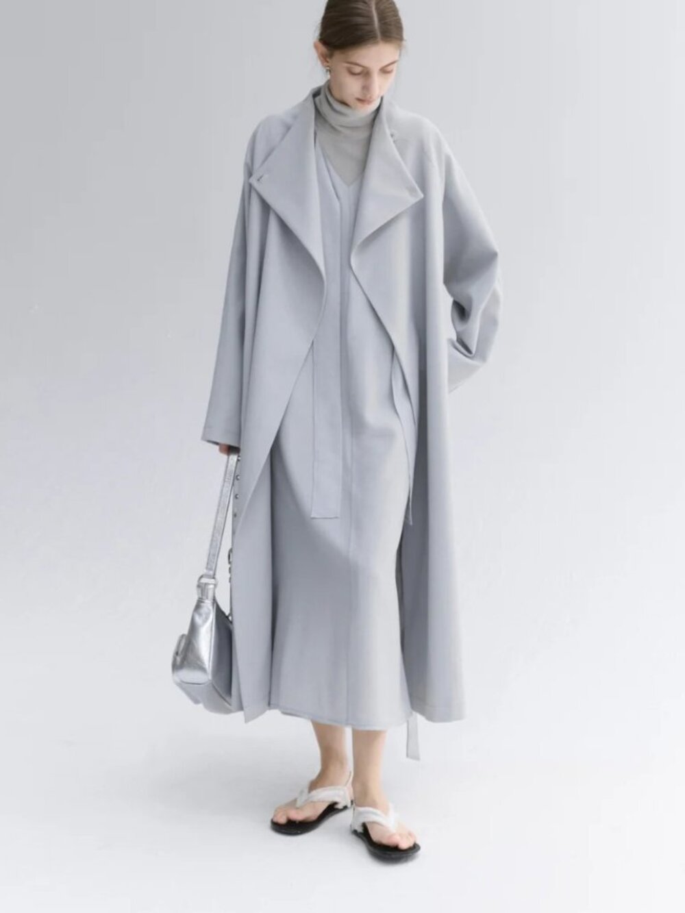 Tageechita Japan SMOOTH FLARE LAPEL TRENCH. NWT - Picture 4 of 14